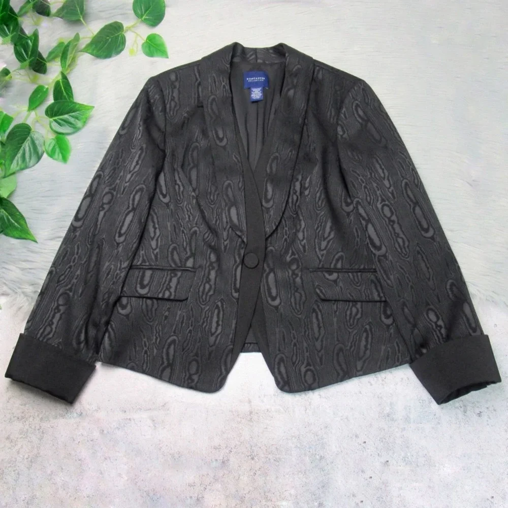 DONCASTER Black Wood Grain Pattern Fitted Jacket Blazer Women’s Size 16P